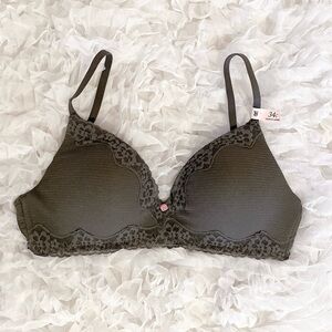 𝜗𝜚 victoria’s secret cotton shadow stripe lace trim lightly lined wireless bra